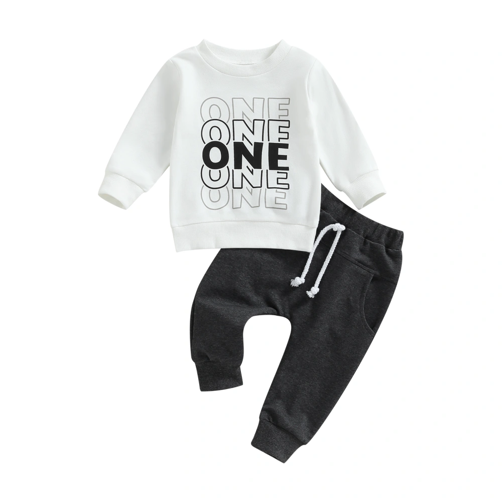 Baby Boy Birthday Outfits Letter Print Sweatshirt and Elastic Pants