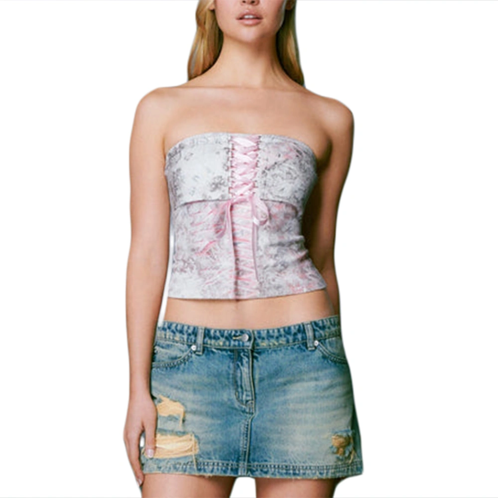 Women's Summer Sleeveless Off Shoulder Floral Bandage Bandeau