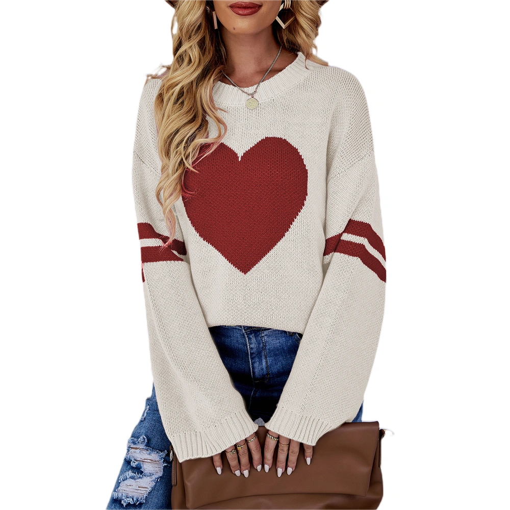 Women Sweater Tops Long Sleeve Round Neck Knitting Party Shirt 