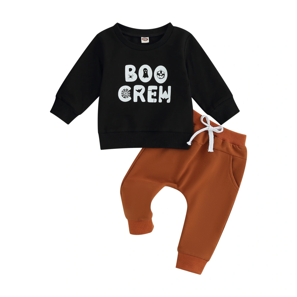 Baby Boy Halloween Outfits Cartoon Letter Print Sweatshirt + Pants Set