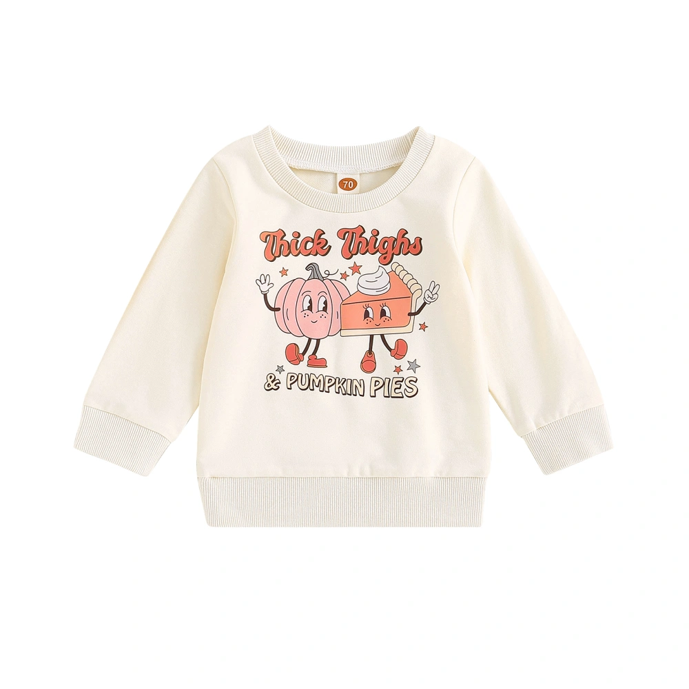 Baby Halloween Sweatshirt Cute Pumpkin Pie Print Long Sleeve Pullovers