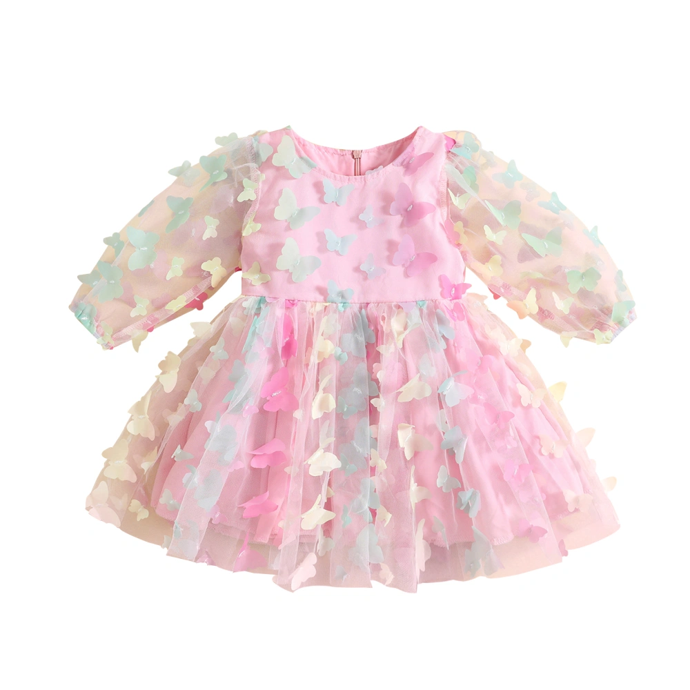 Kids Baby Girl Princess Dress Fall Butterfly Long Sleeves Dress 