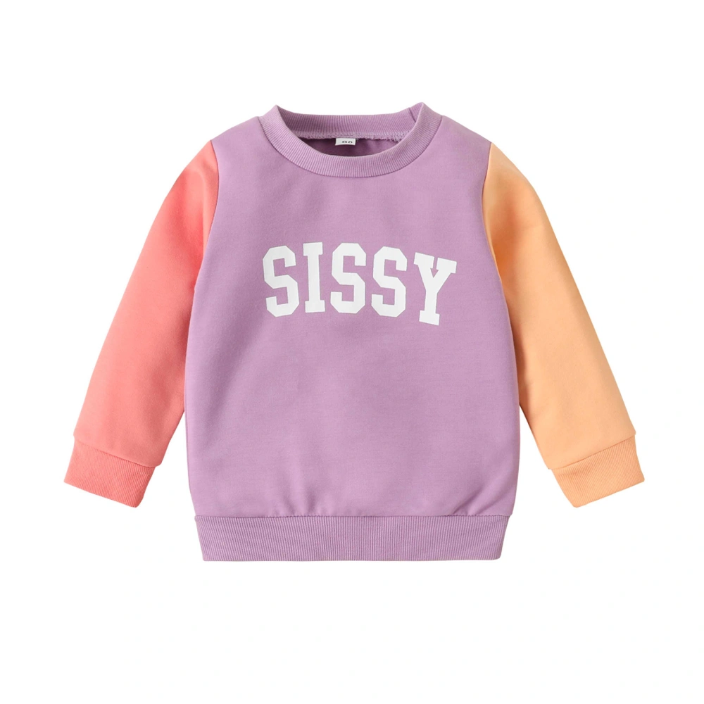 Baby Girls Sweatshirt, Long Sleeve Letter Splice O-Neck Pullovers