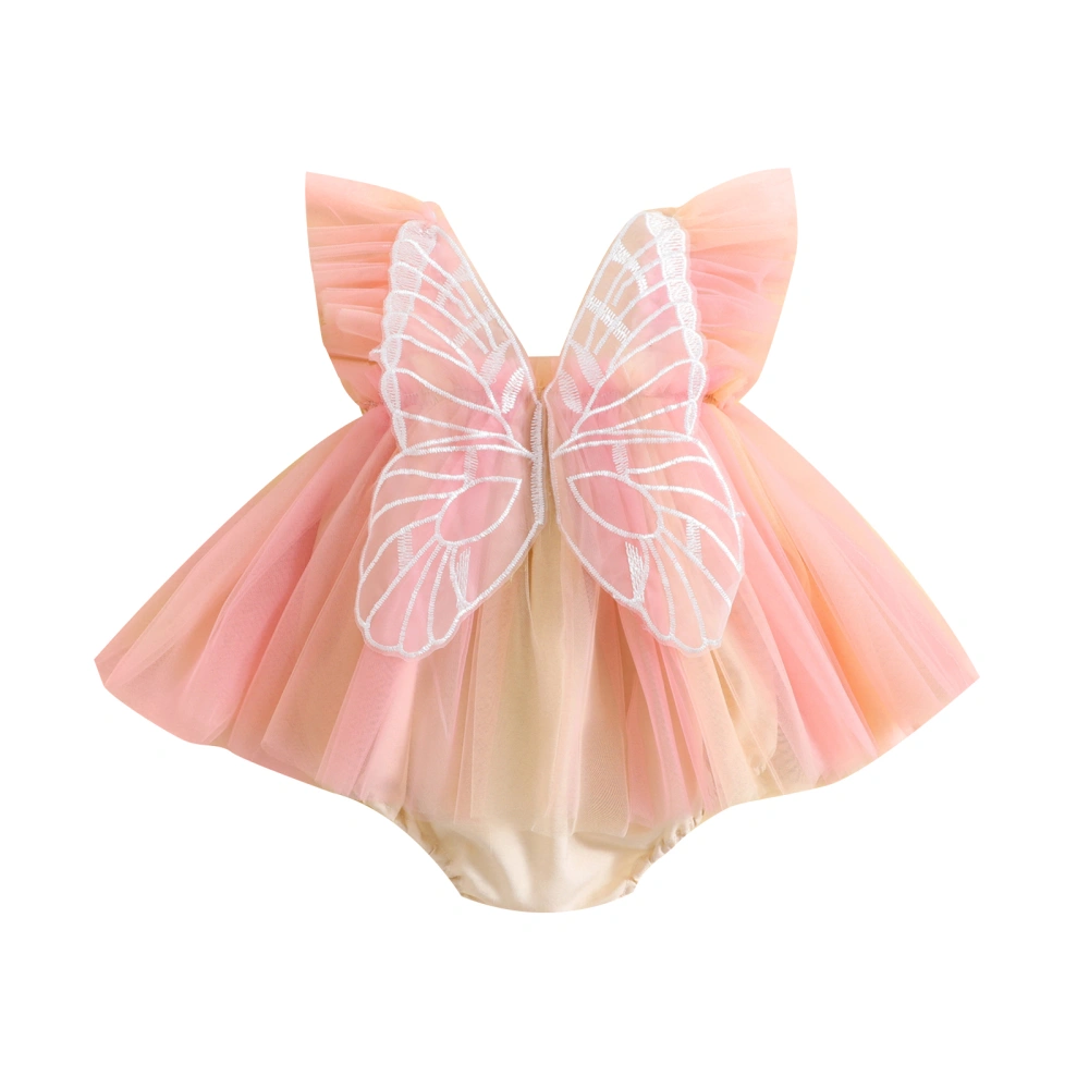 Infant Girl Rompers Dress Embroidery Butterfly Wing Baby Bodysuits