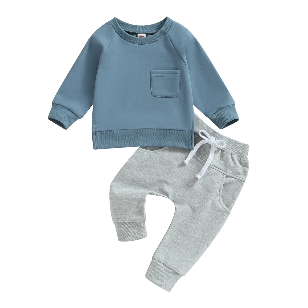 Baby Boys Pants Set, Long Sleeve Crew Neck Sweatshirt Sweatpants