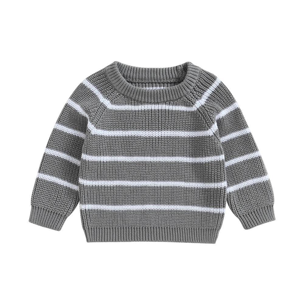 Baby Sweater, Long Sleeve Crew Neck Striped Winter Warm Knit Pullover