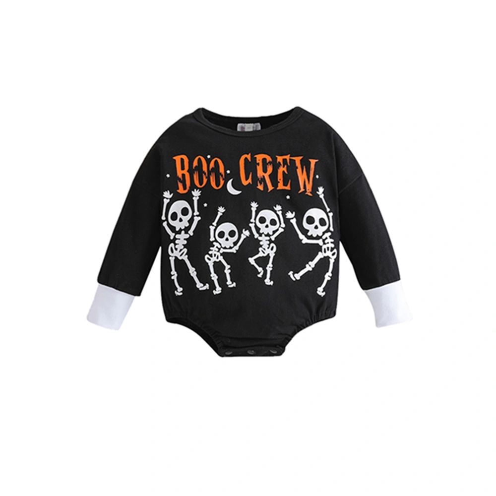 Baby Halloween Sweatshirt Rompers Letter Skeleton Print Jumpsuit