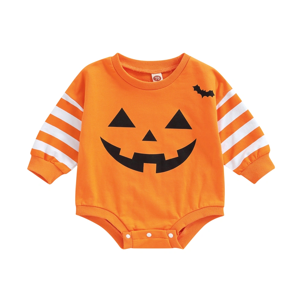 Halloween Baby Newborn Romper, Round Neck Stripe Bodysuit Outfit