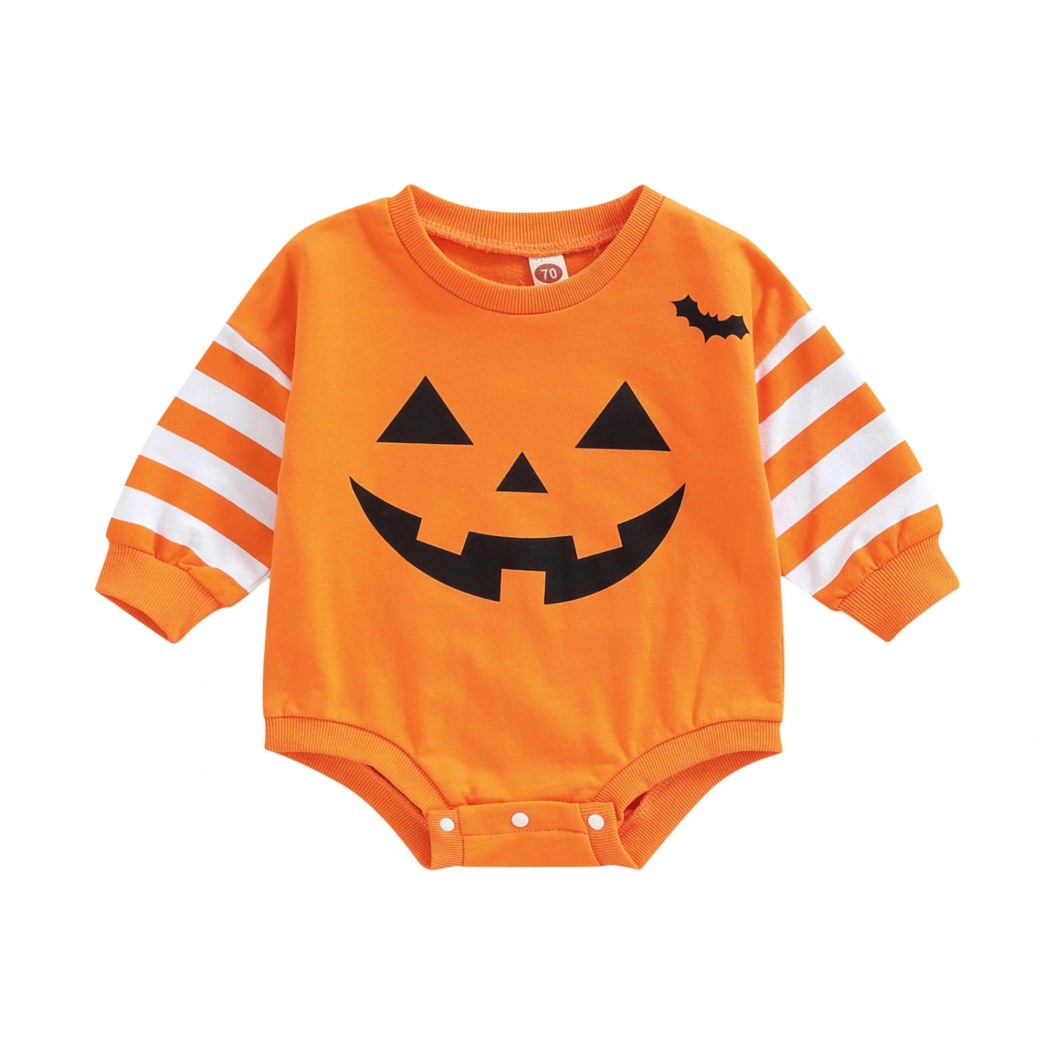 Halloween Baby Newborn Romper, Round Neck Stripe Bodysuit Outfit