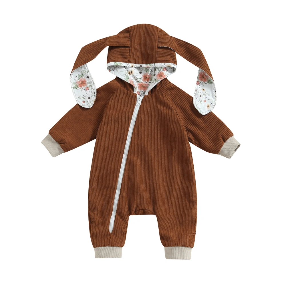 Baby Boys Girls Rompers Patchwork Rabbit Ears Hooded Jumpsuits