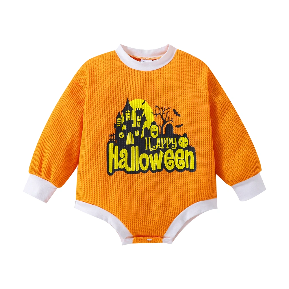 Baby Jumpsuit Long Sleeve Halloween Letter Ghost / Castle Romper