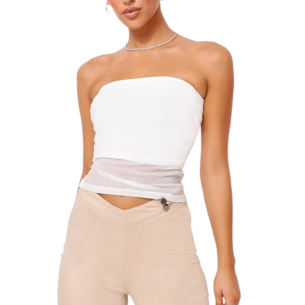 Women Fashion Tube Tops Solid Color Strapless Wrap Chest Tops