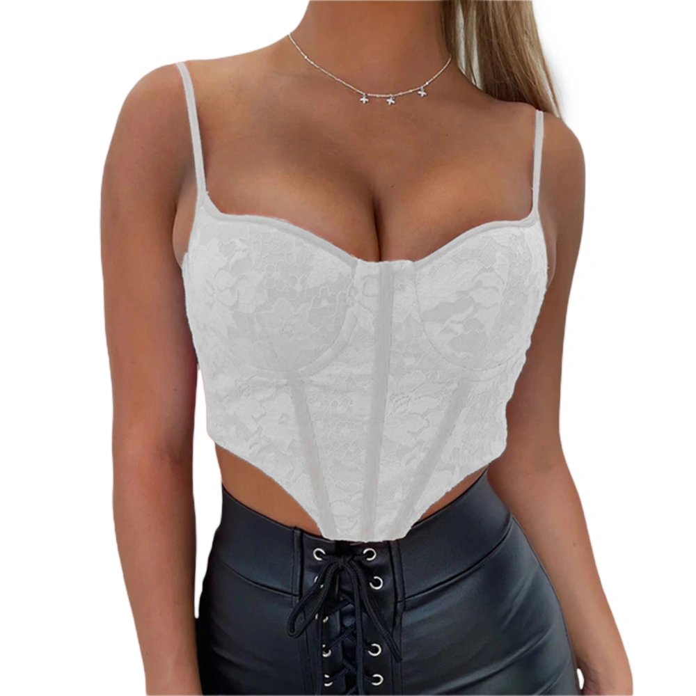 Women Tummy Control Tops, Lace Embroidery Bandage Crop Tops Bustier