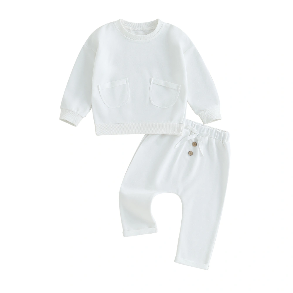 Baby Fall Outfits Solid Color Long Sleeve Sweatshirt Tops Pants Set