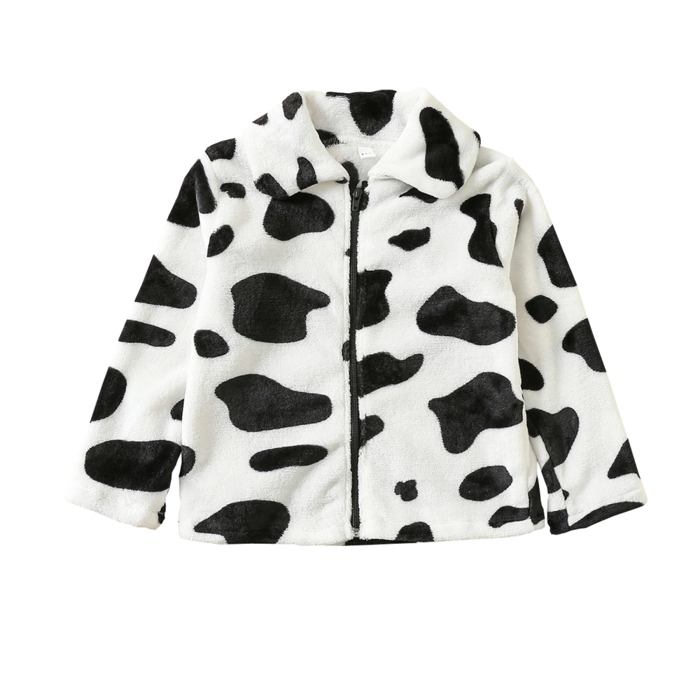 Girl's Coat, Lapel Collar Long Sleeve Zipper Closure Flannel Jacket