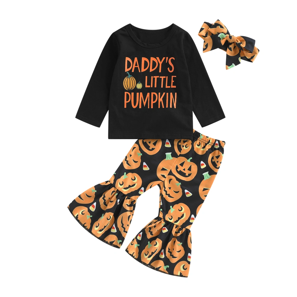 Baby Girl Halloween Clothes Long Sleeve Tops and Flared Pants Headband