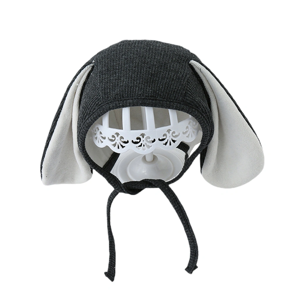 Newborn Baby Casual Hat, Rabbit Ears Grid Texture Plush Bandage Hat