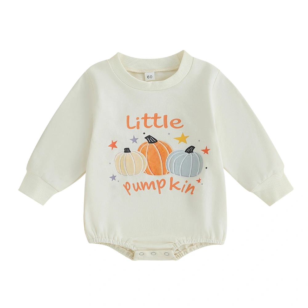 Baby Sweatshirt Rompers Halloween Pumpkin Print Long Sleeve Jumpsuit