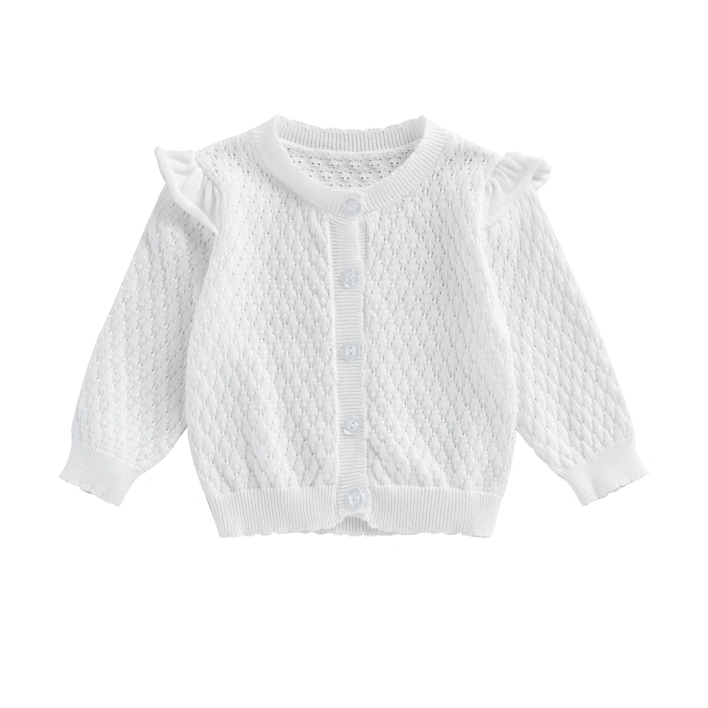 Baby Girls Knit Sweater, Long Sleeve Button-down Toddler Cardigan