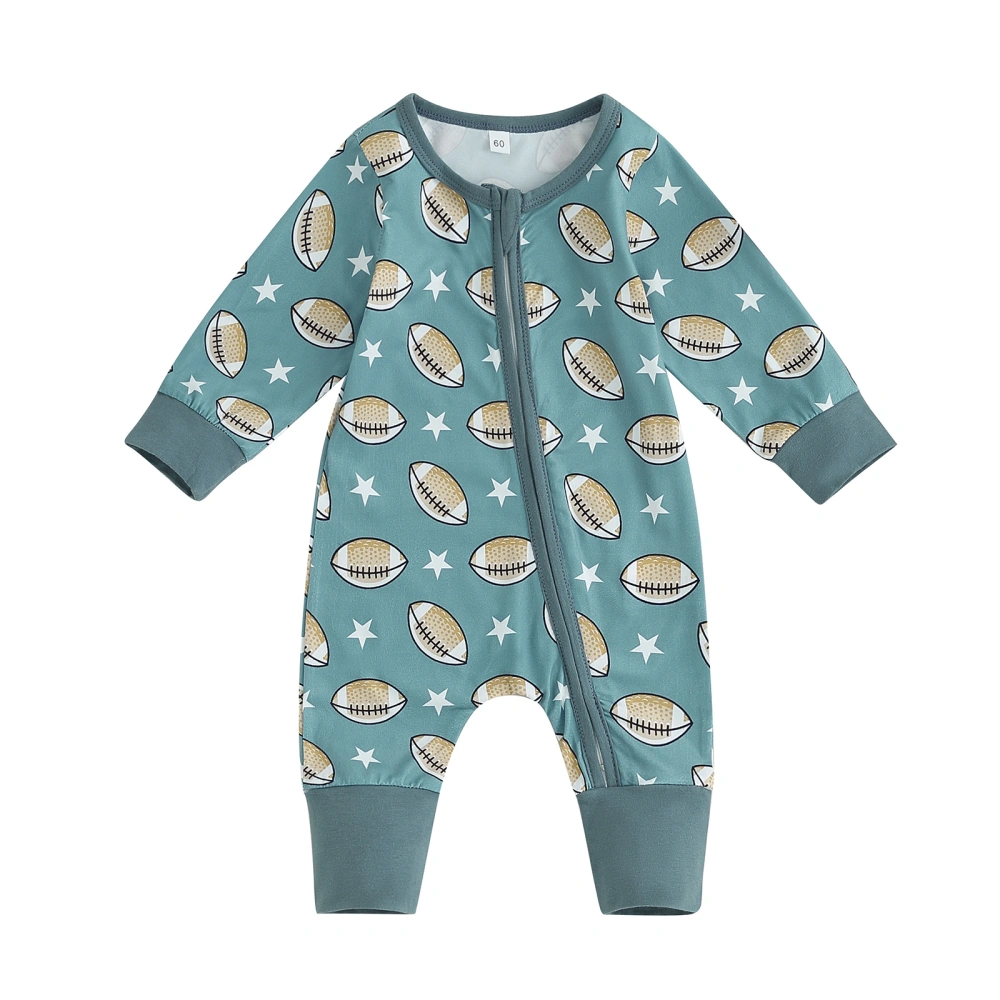 Baby Boys Rompers Rugby Print Crew Neck Long Sleeve Jumpsuits