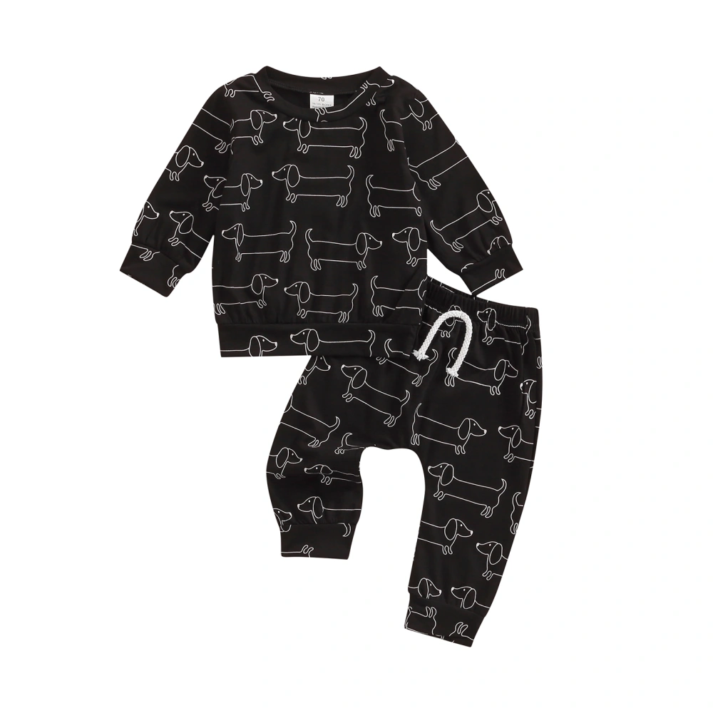 Baby 2PCS Outfits, Long Sleeve Dog Crew Neck Pullovers + Long Pants