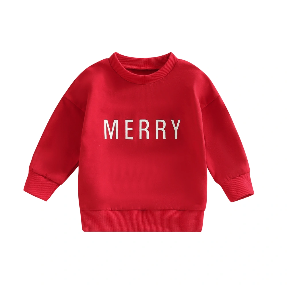 Toddler Christmas Sweatshirt, Long Sleeve Letter Print Pullover Tops