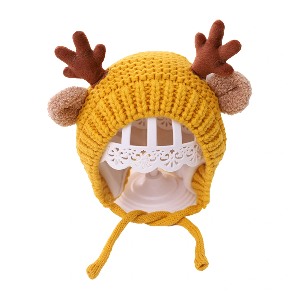 Kids Woolen Hat, Unisex Antler Knitted Cap Earmuffs Hat Beanie