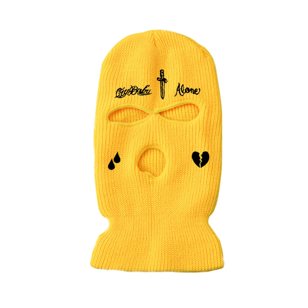 3-Hole Ski Face Shield, Printing Knitted Full-Face Cold-Proof Cover