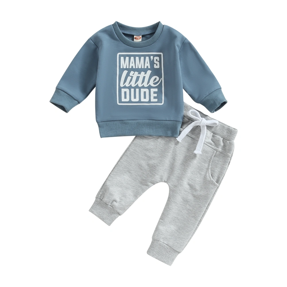 Baby Boys Pants Set, Long Sleeve Letters Print Sweatshirt Sweatpants