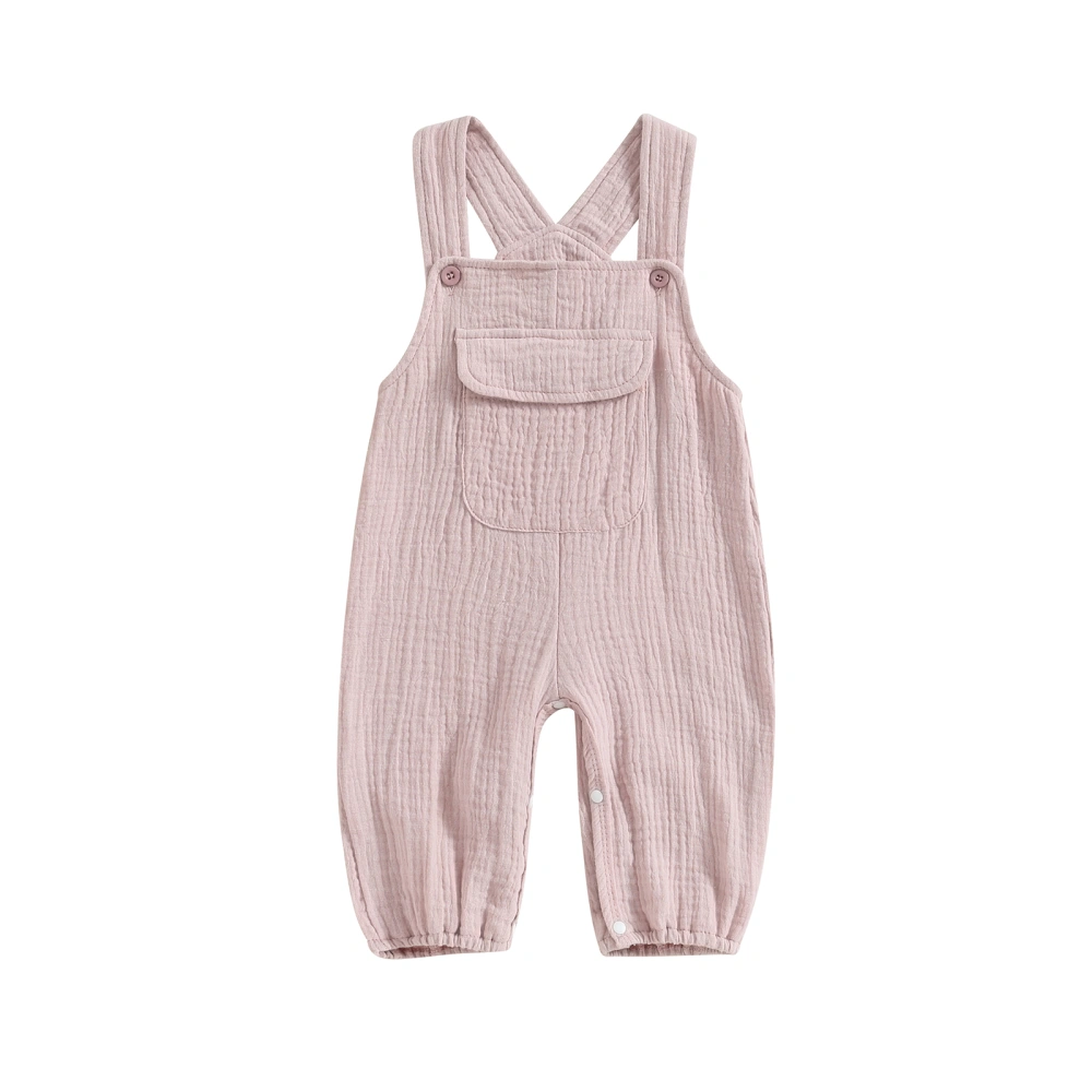 Baby Girls Boys Rompers Solid Color Sleeveless Straps Jumpsuits