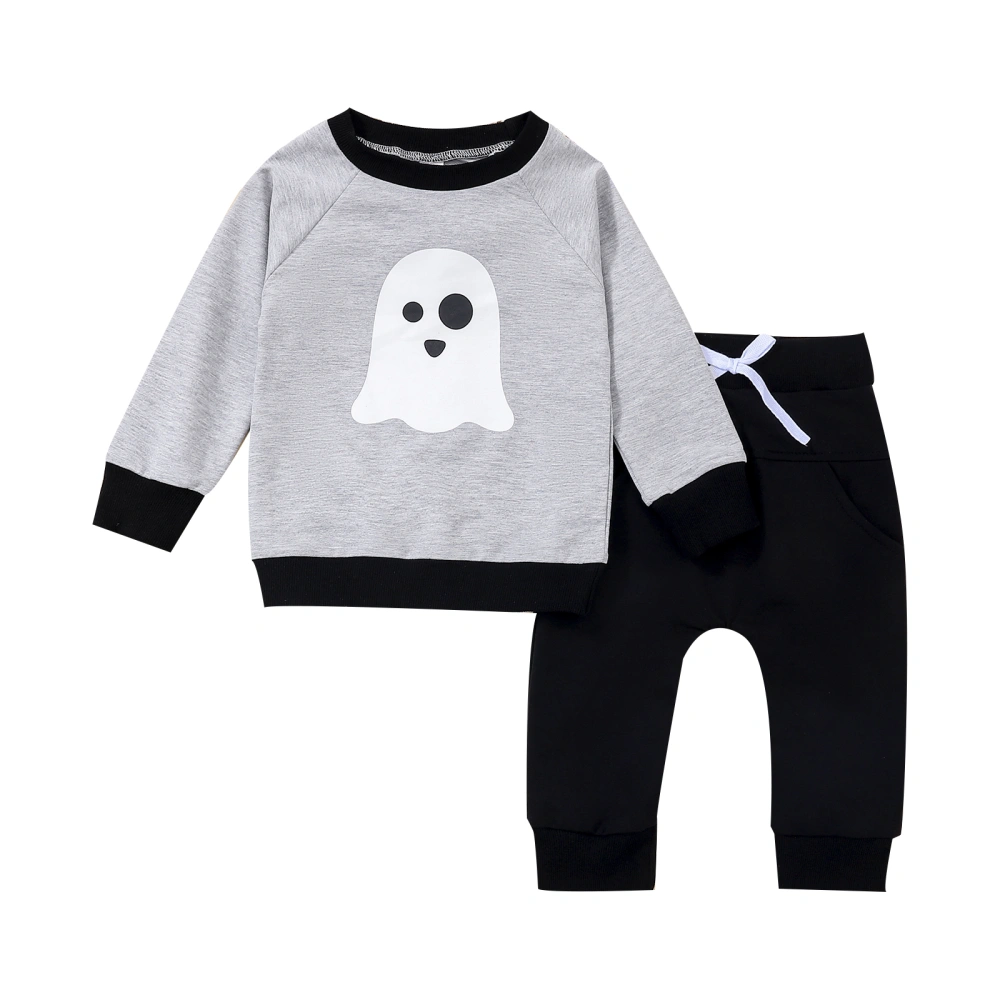 Baby Halloween Clothes Outfit, Long Sleeve Ghost Printed Tops + Pants