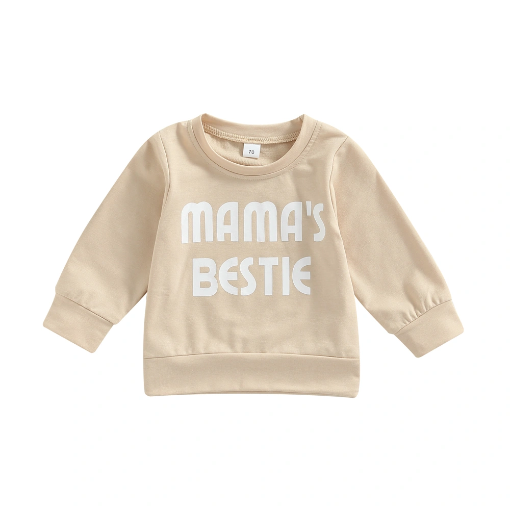 Infant Girl Sweatshirt with Letter Print, Classic Crew Neck Clothing