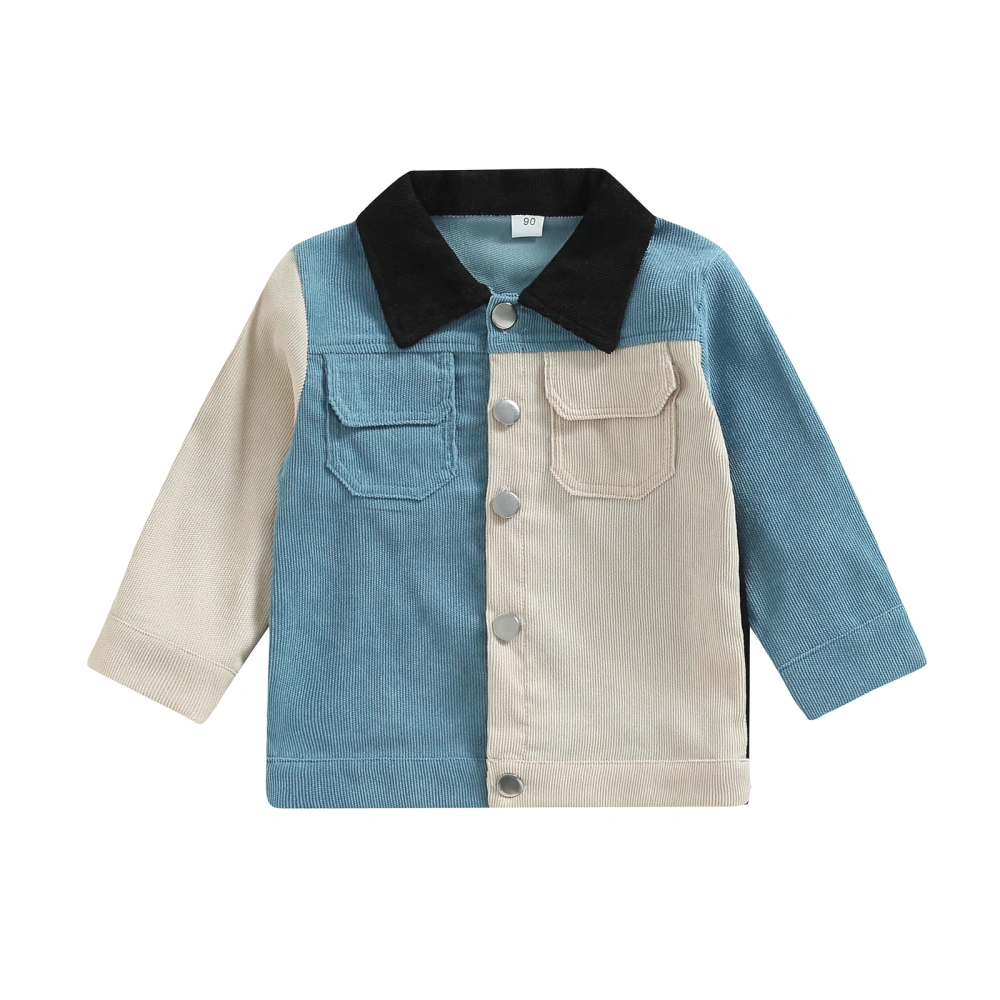 Kids Boys Coat Patchwork Turn-Down Collar Long Sleeve Outerwear