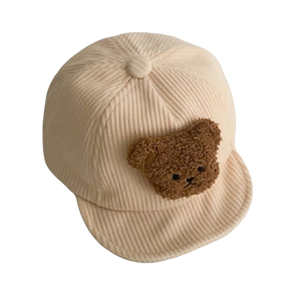 Baby Baseball Cap, Ribbed Plush Bear Patchwork Back Stick-On Visor Hat