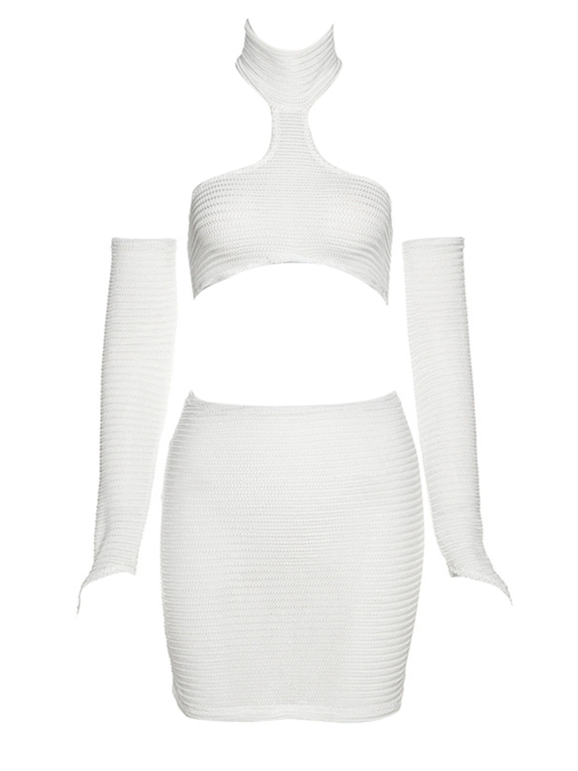 Women Wrapped Tops Hanging Neck Cropped Vest High Waist Skirt