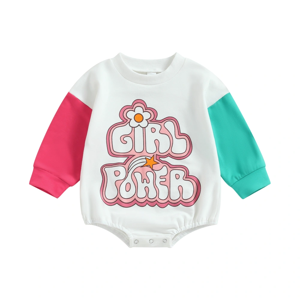 Baby Girls Sweatshirt Romper Letter Print Long Sleeve Jumpsuits 