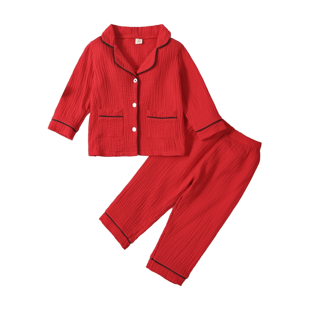 Family Matching Christmas Pajamas, Long-Sleeved Lapel Tops + Trousers 