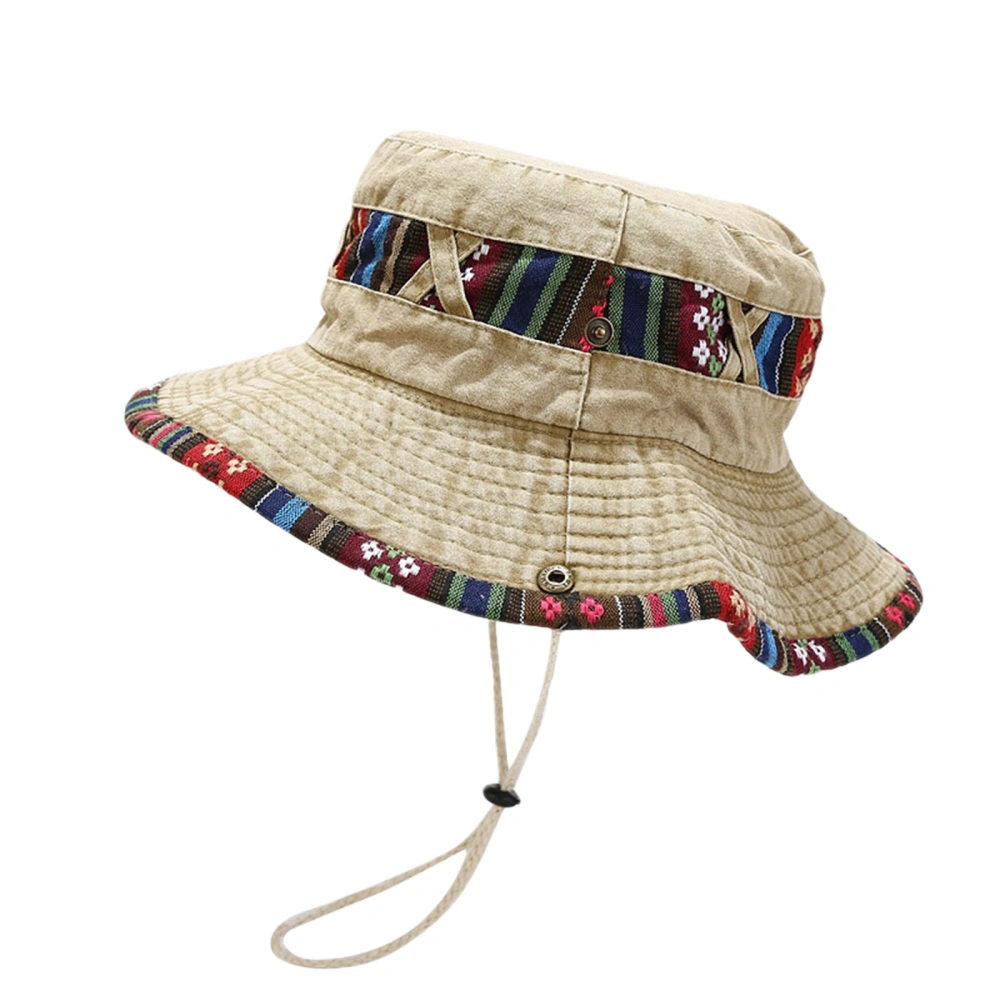 Women Men Bucket Hat, Wide Brim Sun Protection Patchwork Cap