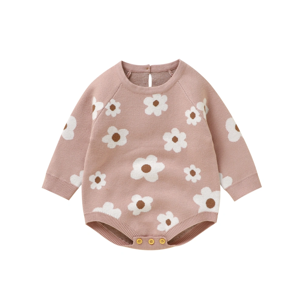 Baby Girls Sweatshirts Rompers Flower Print Crew Neck Fall Bodysuits