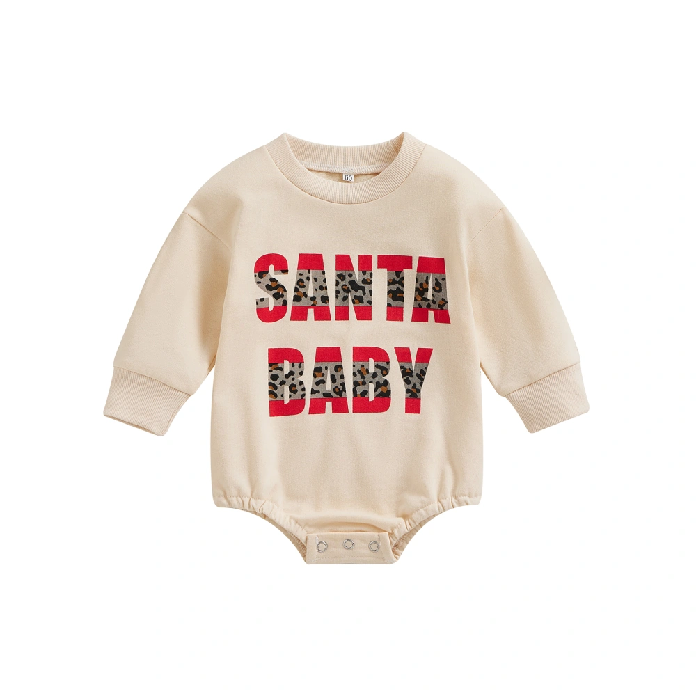 Baby Christmas Romper, Cute Print Long Sleeve Round Neck Bodysuit