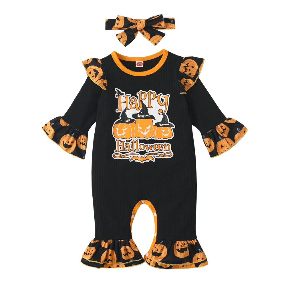 Baby Girls Jumpsuits Outfit Halloween Long Sleeves Romper and Headband