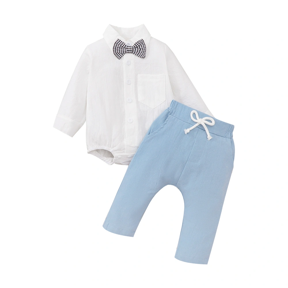 Baby Boys 2 Pieces Gentleman Outfit, Romper with Bowtie + Pants