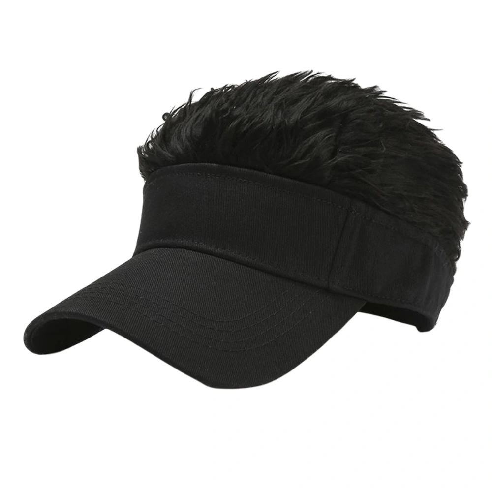 Adults Peaked Cap Fake Hair Adjustable Golf Baseball Cap Sun-Resistant Hairpiece