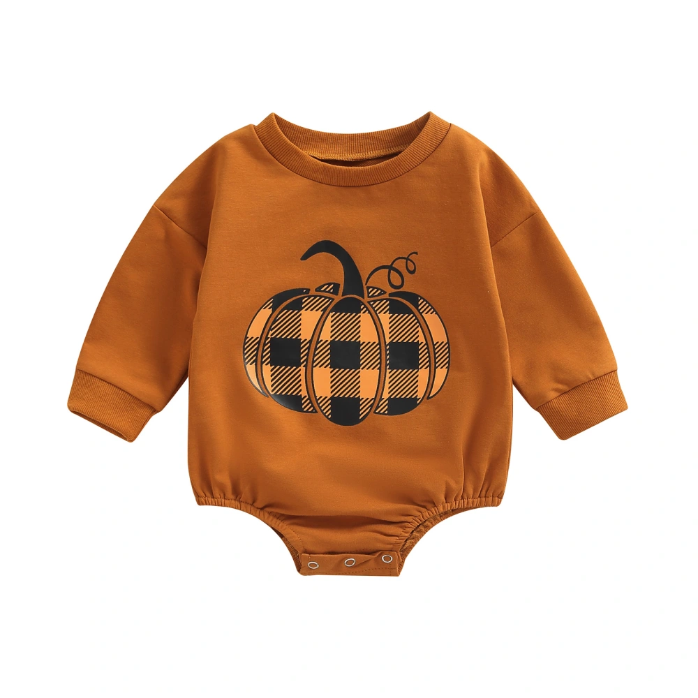 Halloween Infant Long Sleeve Romper, Printing Round Collar Jumpsuit