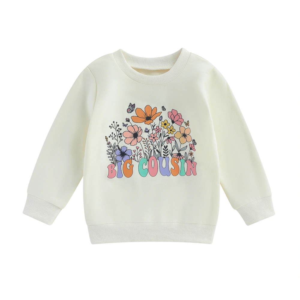 Baby Girls Sweatshirt Floral Letter Print Long Sleeve Pullovers 