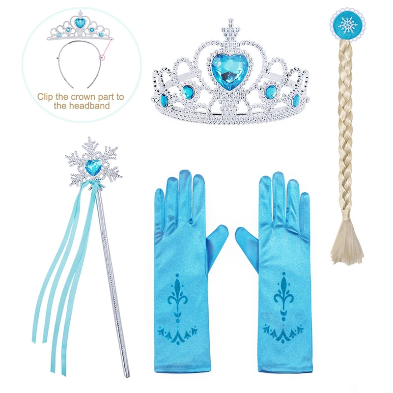 Girls Gloves, Ponytail, Snowflake Fairy Wand and Princess Crown