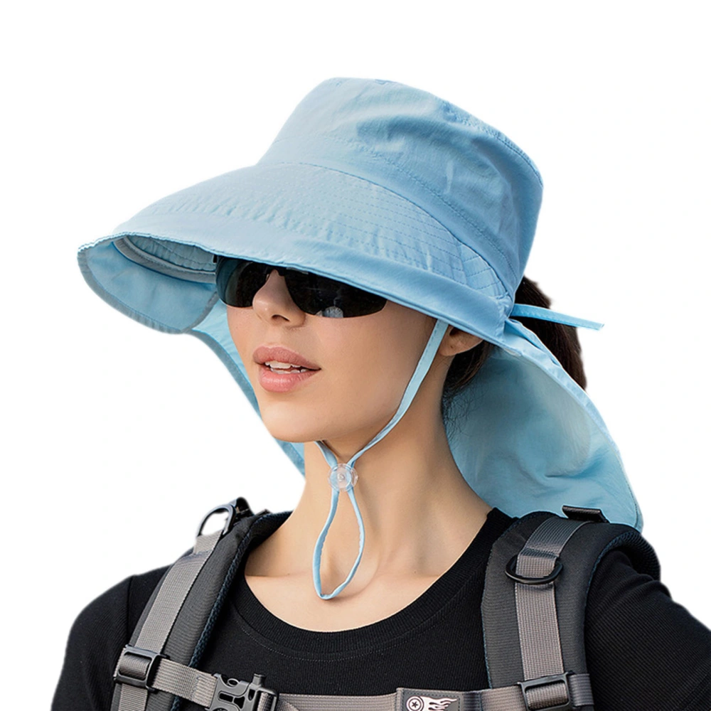 Women’s Outdoor Sun Hats, Wide Brim Ponytail Hiking Hat with Neck Flap