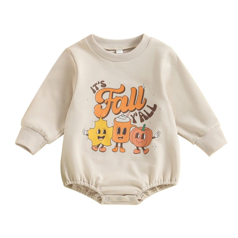 Toddler Baby Sweatshirt Rompers Halloween Pumpkin Print Jumpsuit