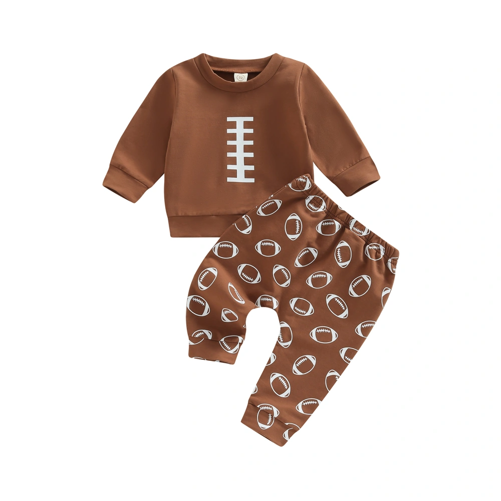 Infant Boys 2 Pieces Outfit, Long Sleeve Tops + Rugby Print Pants