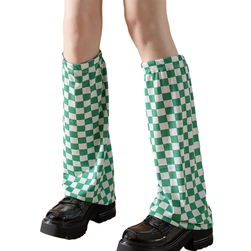 Women Checkerboard Plaid Leg Warmers Fashion Wild Wide-Leg Socks